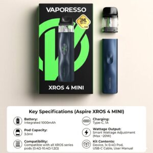 Vaporesso XROS 4 Mini 1000mAh – Pod Kit COREX 2.0 - detalii produs