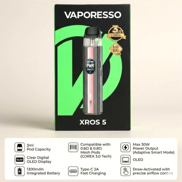 Vaporesso XROS 5 1200mAh Pod Kit 30W COREX 3.0 - detalii produs